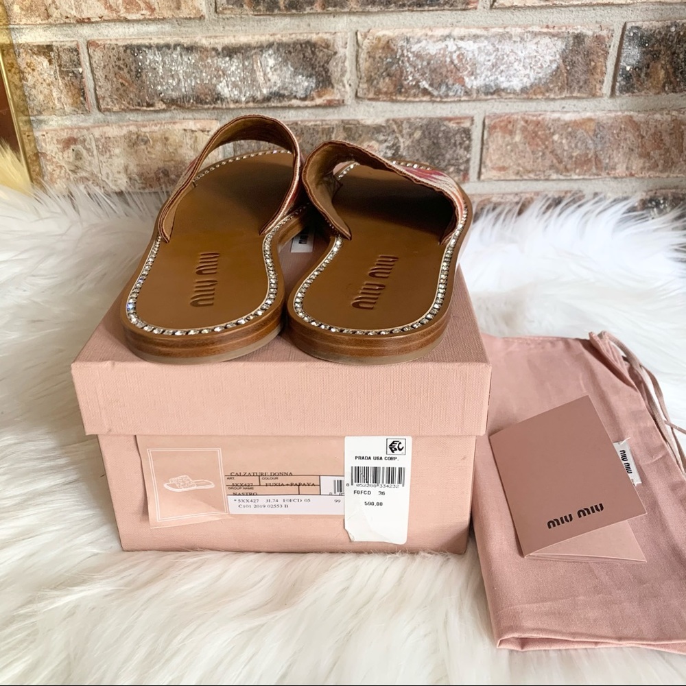 MIU MIU Calzature Donna Embroidery Slide Sandal 6 - Picture 11 of 15